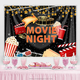 Schwarz Vorhang Und Gold Stern Film Nacht Party Hintergrund